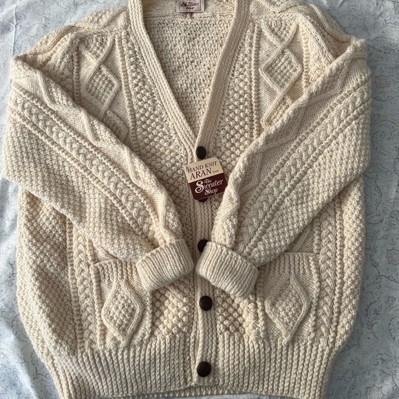 Cream Chunky Knit Cardigan Sweater - Picture 16 of 16